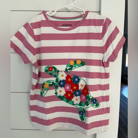 Mini Boden Kids' Stripe Turtle Appliqué Cotton Graphic T-Shirt, 7-8. - Picture 3 of 5